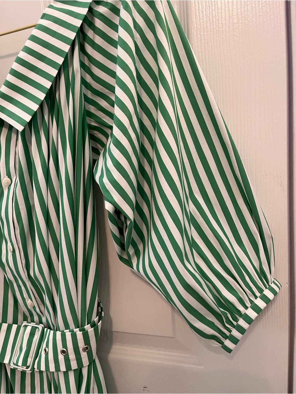 Mr. Larkin Green & White Striped Belted Midi Dress — image 7 of 8